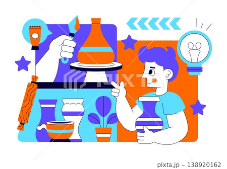 Therapeutic Art And Pottery Vector Illustration Creative Healing Activity With Ceramics Painting Tools and Mindfulness Craft Studio Design Therapeutic Art And Pottery Vector Illustration Creative Healing Activity With Ceramics Painting Tools and Mindfulness Craft Studio Design 138920162