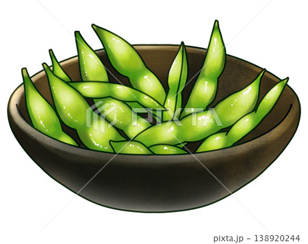 お皿に盛られた枝豆のイラスト お皿に盛られた枝豆のイラスト 138920244