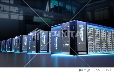 3d rendering group of energy storage systems or battery container units in factory 3d rendering group of energy storage systems or battery container units in factory 138920591