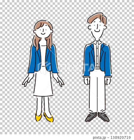 A set of simple full-body illustrations of a smiling business person. A set of simple full-body illustrations of a smiling business person. 138920719