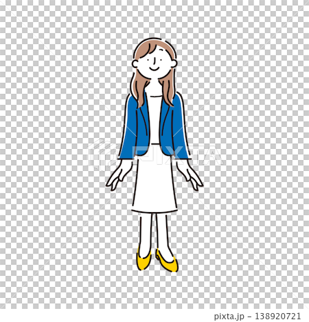笑顔でいるビジネスパーソンのシンプルな全身イラスト素材 138920721