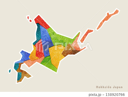 素朴な水彩の北海道地図（ベクター） 138920766