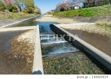 東京都八王子市都立陵南公園内、南浅川の階段式魚道 138920814