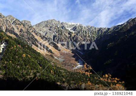 11月の上高地、穂高岳（撮影地：梓川右岸側、河童橋付近） 138921048