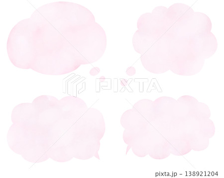 水彩ふんわり吹き出しセット 138921204