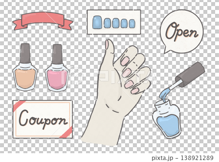 Hand illustrations (cute and simple) that can be used in nail salon advertisements. Hand illustrations (cute and simple) that can be used in nail salon advertisements. 138921289