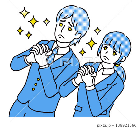 手を組んで切実に祈っている男性と女性のイラスト 手を組んで切実に祈っている男性と女性のイラスト 138921360