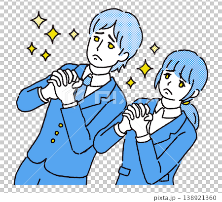 手を組んで切実に祈っている男性と女性のイラスト 手を組んで切実に祈っている男性と女性のイラスト 138921360