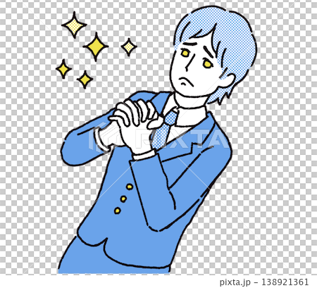 手を組んで切実に祈っている男性のカラーイラスト 138921361