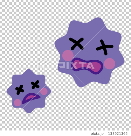 Illustration of a germ with an "X" over its eyes (a loser) 138921363