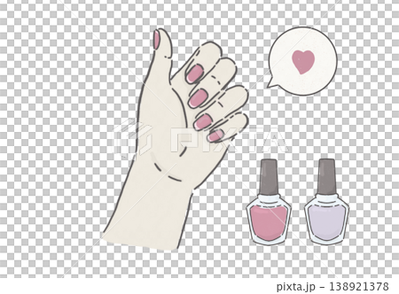 Simple and easy-to-use hand illustrations for nail salons (pink, cute) 138921378