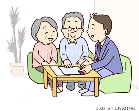 商品を夫婦に説明するビジネスマン 138921448