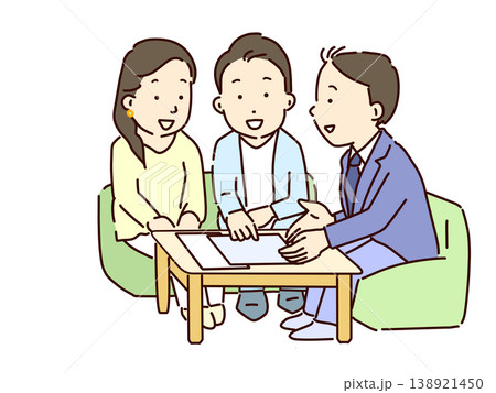 商品を夫婦に説明するビジネスマン 商品を夫婦に説明するビジネスマン 138921450