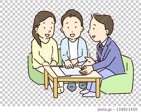 商品を夫婦に説明するビジネスマン 商品を夫婦に説明するビジネスマン 138921450