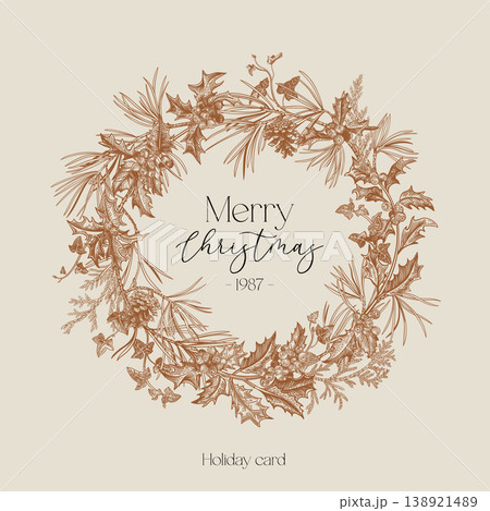 Vintage Christmas wreath 138921489