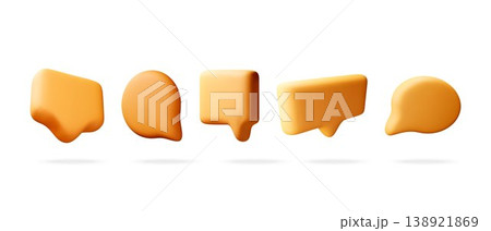 Yellow speech bubble set in 3d render. 138921869