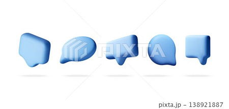 Set of blue 3d speech bubbles. Set of blue 3d speech bubbles. 138921887
