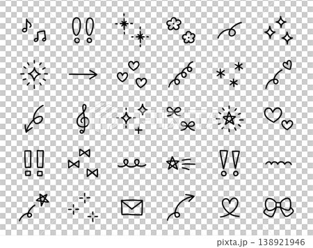 Vector illustration set of hand-drawn ornament illustrations. Hand-drawn, stars, flowers, doodles, hearts, glitter Vector illustration set of hand-drawn ornament illustrations. Hand-drawn, stars, flowers, doodles, hearts, glitter 138921946