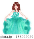 水彩風 水色のドレスを着た女の子のイラスト 138922029