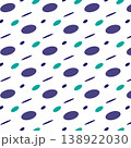 クールな楕円ドットのシームレスパターン　ネイビー・ターコイズ・背景透過 138922030