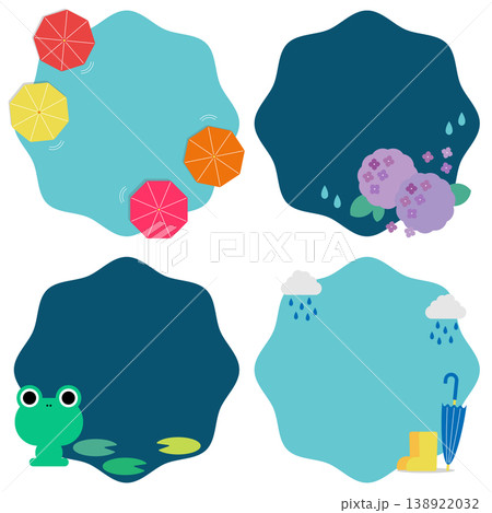 カラフルな梅雨のフレームセット 138922032