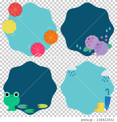 カラフルな梅雨のフレームセット 138922032