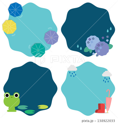 カラフルな梅雨のフレームセット（2） 138922033