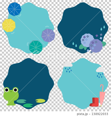 カラフルな梅雨のフレームセット（2） 138922033