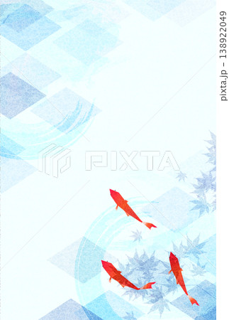 赤い金魚と紅葉が描かれた和風の夏らしい背景イラスト 138922049