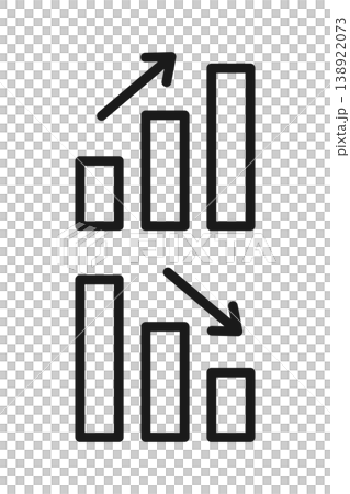 Growth and decline bar graph icon set 138922073