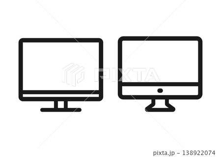 PCモニターのシンプル線画アイコンセット 138922074