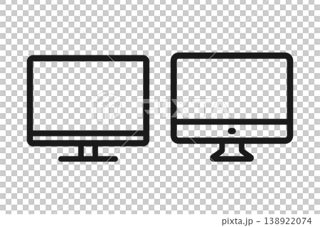 PCモニターのシンプル線画アイコンセット 138922074