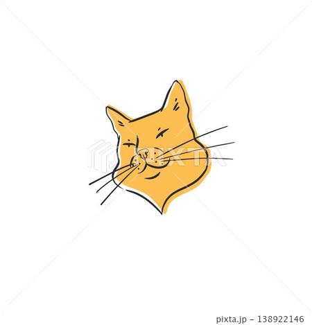 Hand drawn vector abstract graphic line collection with doodle cute funny cartoon cats characters.Vector illustration of funny cartoon adorable cat in trendy style. Line icon pet print. 138922146
