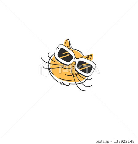 Hand drawn vector abstract graphic line collection with doodle cute funny cartoon cats characters.Vector illustration of funny cartoon adorable cat in trendy style. Line icon pet print. 138922149