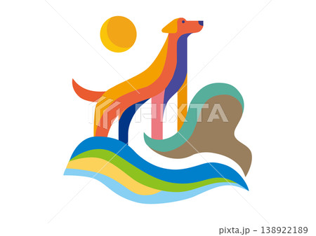 災害現場で活躍する救助犬の犬イラストアイコン素材 138922189