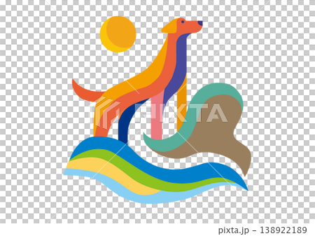 災害現場で活躍する救助犬の犬イラストアイコン素材 138922189