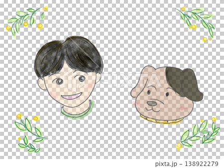 一個男孩和他的狗是好朋友 138922279