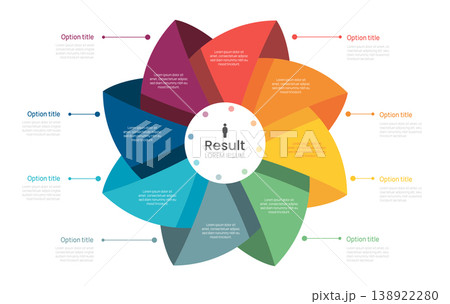 Venn diagram business infographic circle chart template 8 steps options, presentation with venn diagram elements vector illustration. 138922280