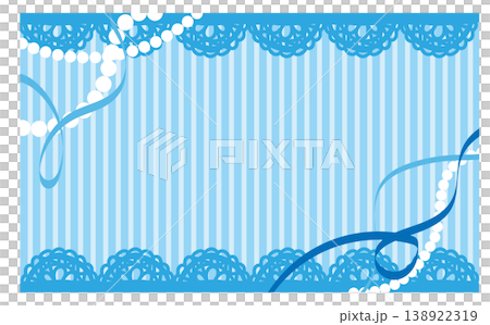A clean and cute background material featuring light blue lace, pearls, and ribbons. A clean and cute background material featuring light blue lace, pearls, and ribbons. 138922319