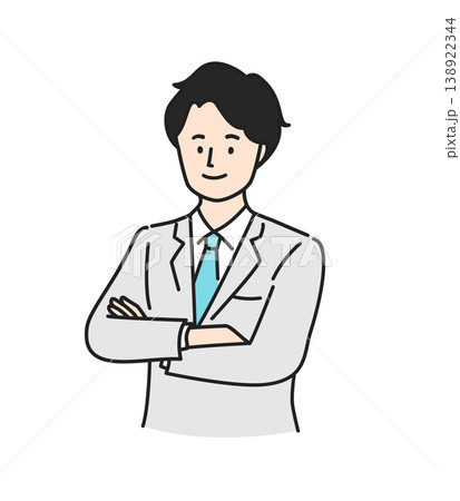 腕組みをするスーツの若い男性 138922344