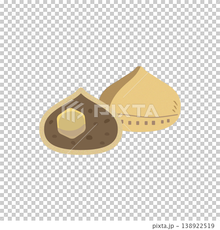 Chestnut bun (with cross-section) - Japanese sweet - Hand-drawn style - Clip art Chestnut bun (with cross-section) - Japanese sweet - Hand-drawn style - Clip art 138922519