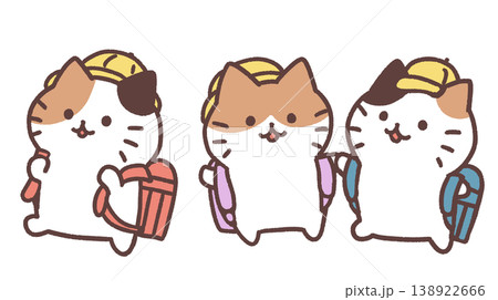 小学生の猫たち手書きイラスト 138922666