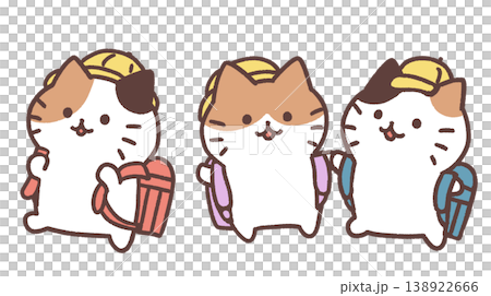 小学生の猫たち手書きイラスト 138922666