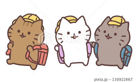 小学生の猫たち手書きイラスト 138922667