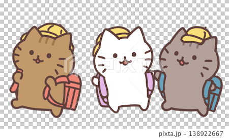 小学生の猫たち手書きイラスト 138922667