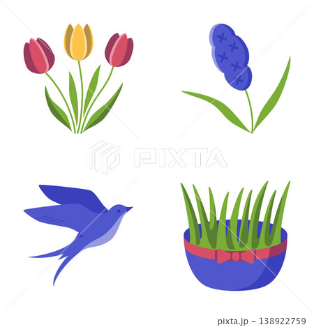 Spring symbols flat icon set 138922759