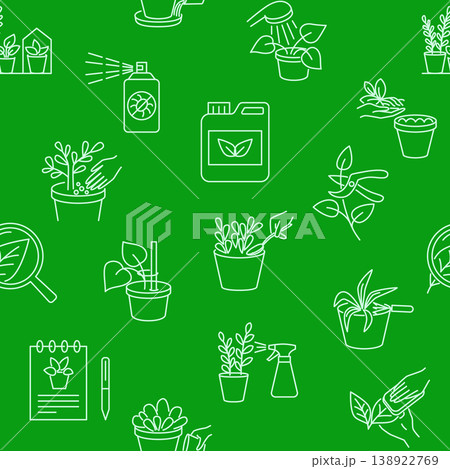 Houseplant care seamless pattern 138922769