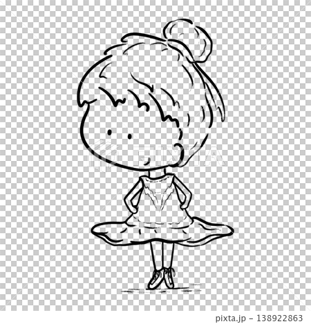 Isolated young ballet girl in tutu tiptoeing cartoon outline illustration Isolated young ballet girl in tutu tiptoeing cartoon outline illustration 138922863