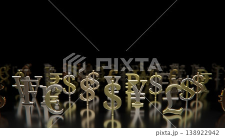 世界各国の通貨記号 黒背景 世界各国の通貨記号 黒背景 138922942