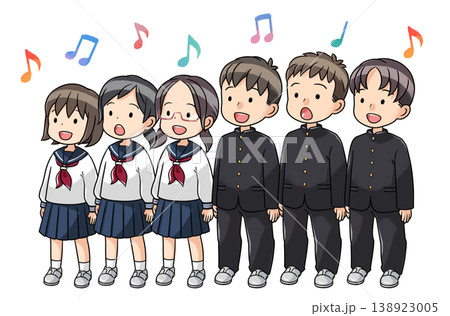 合唱する学生（男女6人） 138923005